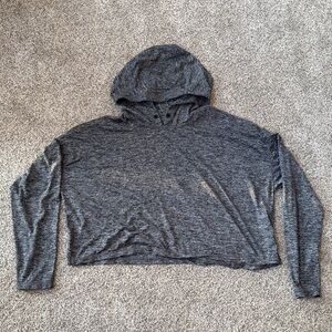 Athleta Gray Cropped Hooded Top